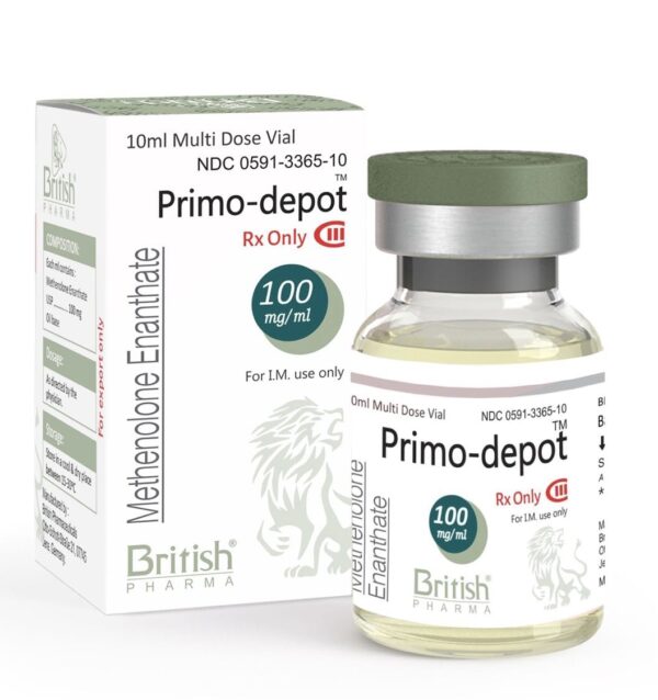 Primo-depot 100 by British Pharma vial and box Primo-depot 100 by British Pharma vial and box